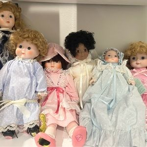 Vintaged Porcelain Dolls- Lot of 6. Some play Music. All Brand New w/Boxes